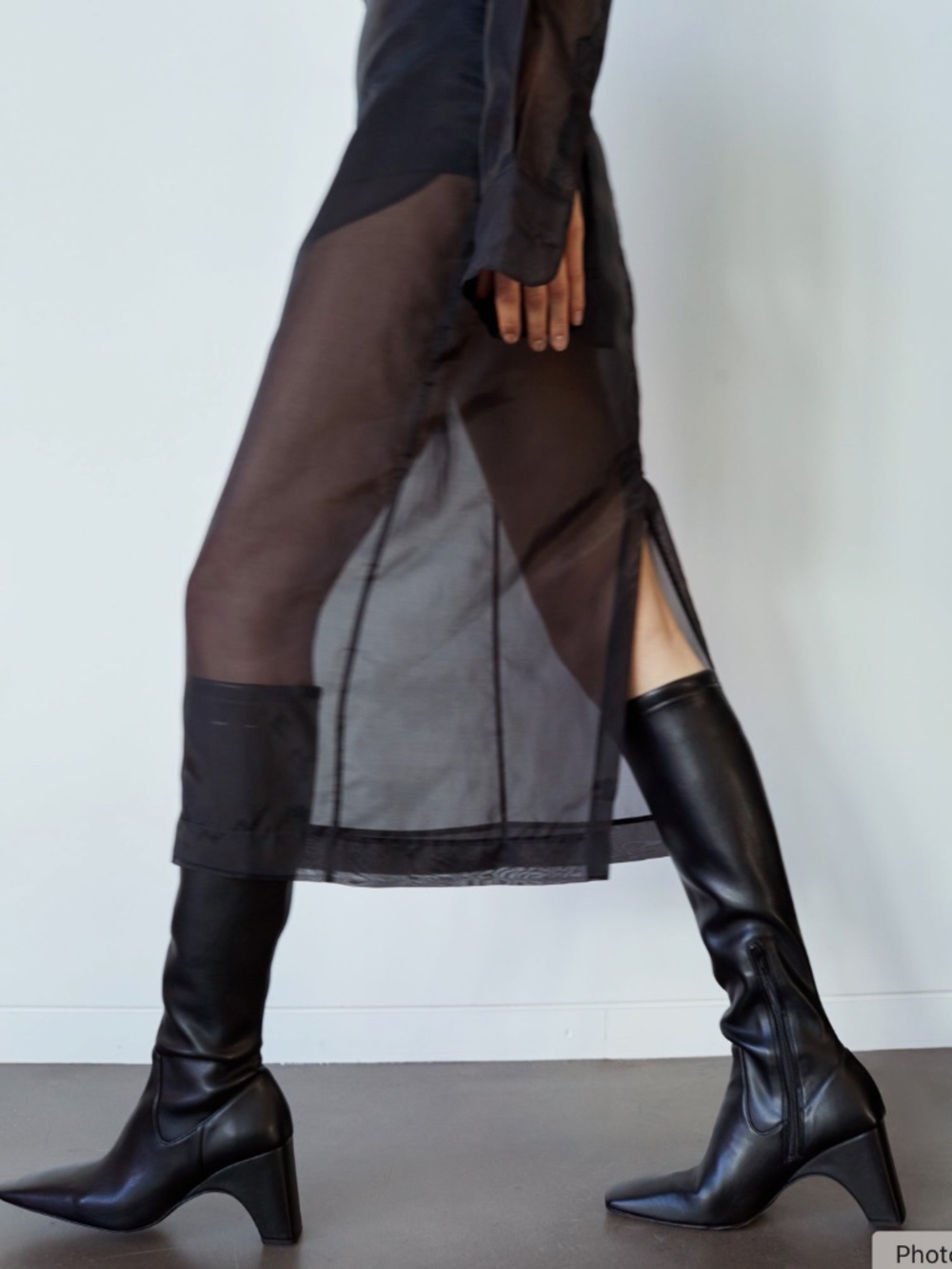 The Frankie Shop Peri Sheer Black Midi Skirt